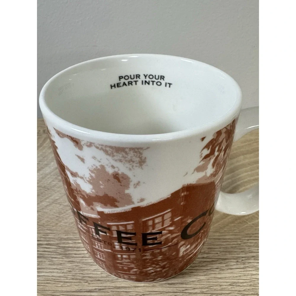 Starbucks Coffee Mug Cityscape  Seattle 2002 Barista cup Pour Your Heart Into It